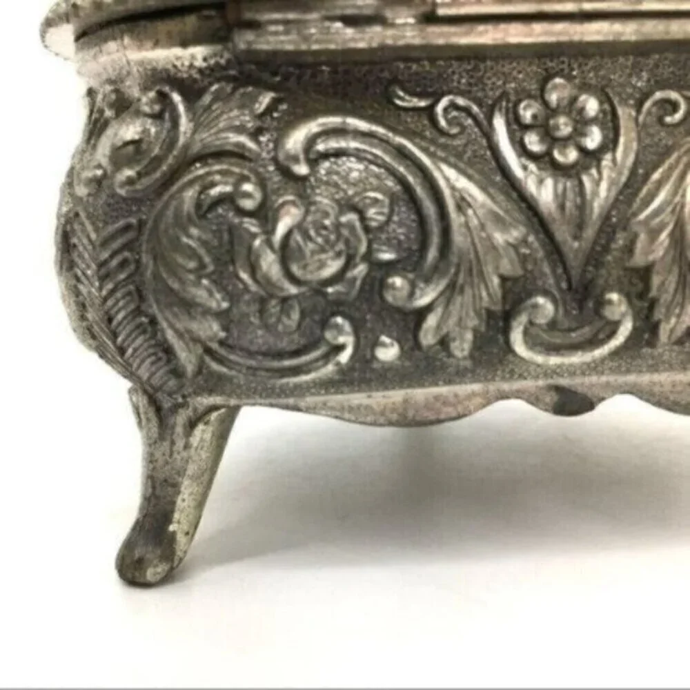 Vintage Japan Silver Heart Jewelry Box